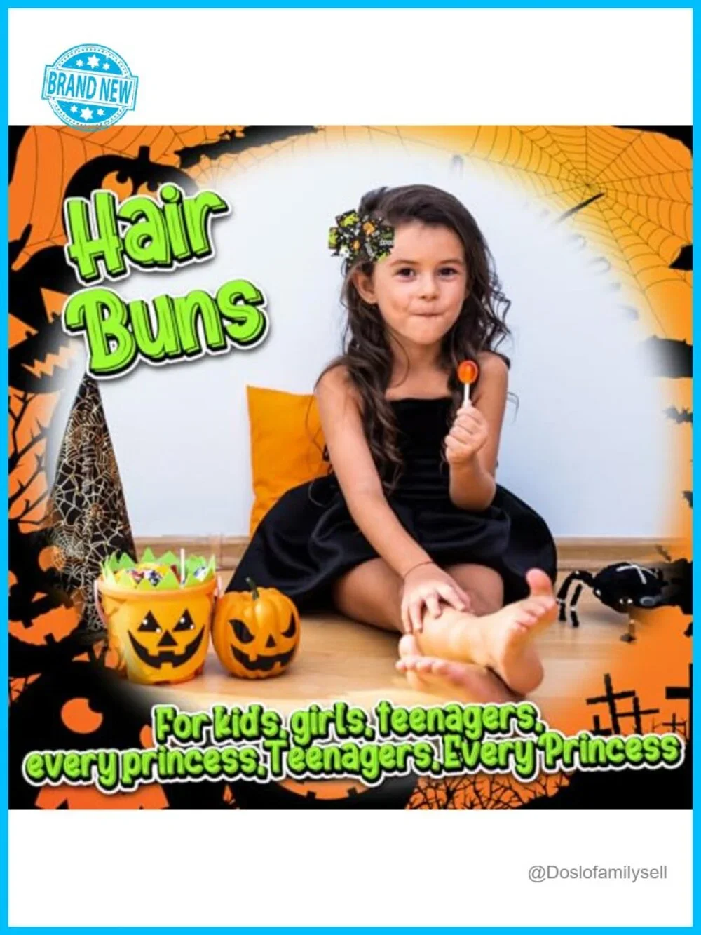 Halloween Bow Knot Hair Pins & Pumpkin Headband Set - Girls Hair Accessories